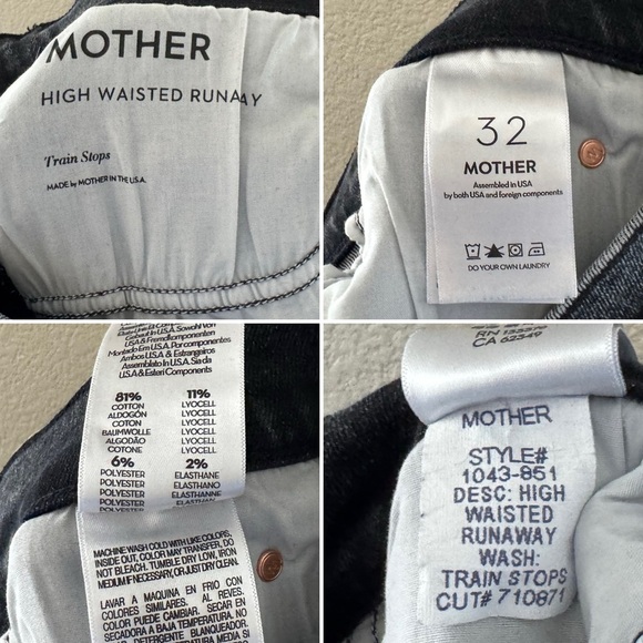 Mother High Waisted Runaway Bootcut Jeans Train Stops Black Mineral Denim USA 32 - Picture 13 of 14